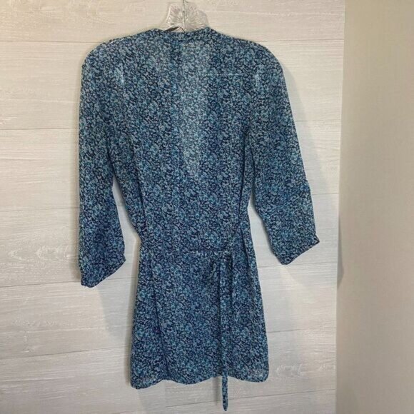 H&M Women‘s Dresses Long Sleeves Short Mini Dress V Neck Tie Waist Dress - Picture 4 of 9